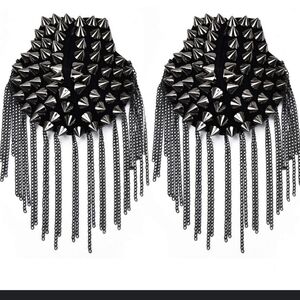 Edgy Black and Silver Spike Epaulette
